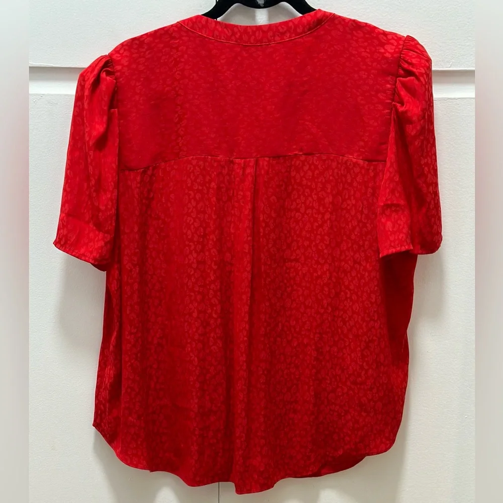 1 State | Red Leopard Puffy Sleeve Blouse - Picture 3 of 4